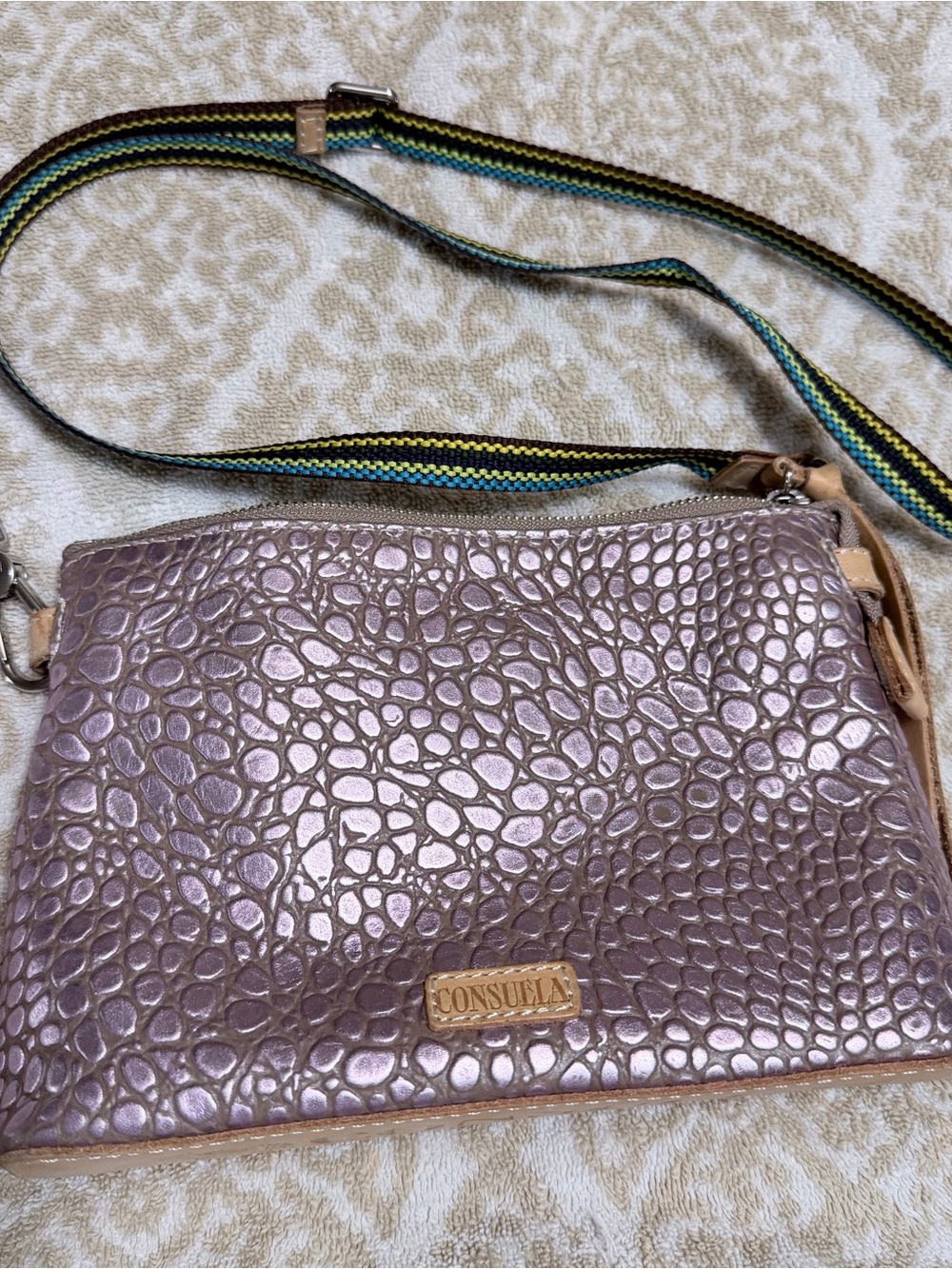 Consuela ELODIE MIDTOWN CROSSBODY Croc-Embossed with Striped Strap